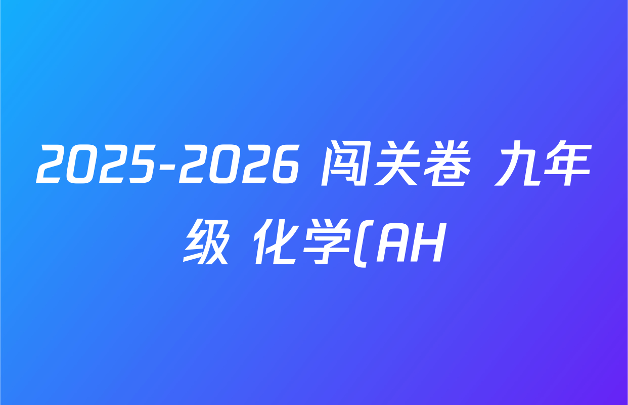 2025-2026 闯关卷 九年级 化学(AH)(二)2试题